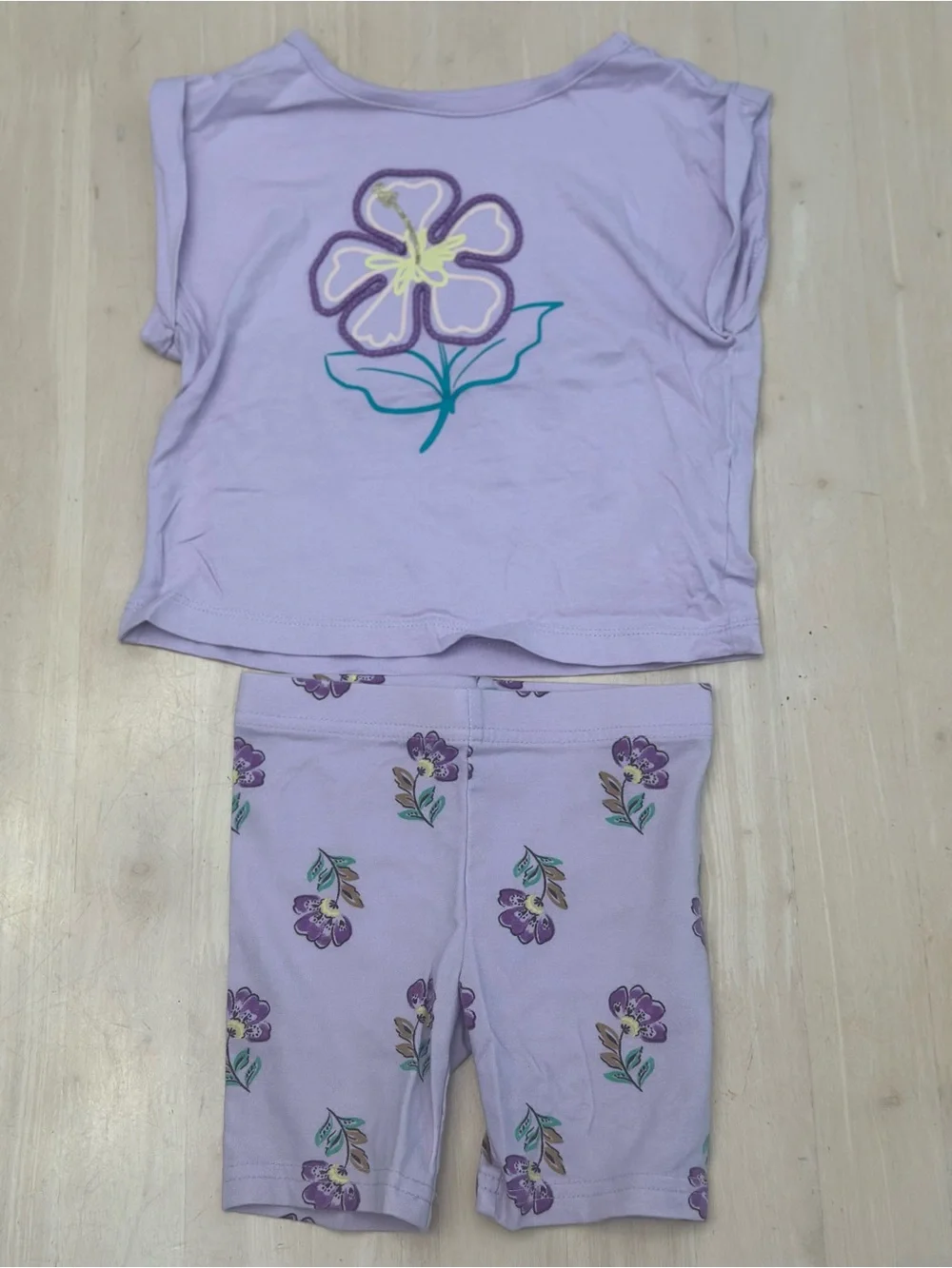 Carter’s Purple Flower 2-Piece Top & Bike Shorts Set